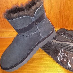 UGG Australia Black Karlie Brooch Shearling Boots